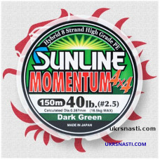 Плетёный шнур  Sunline MOMENTUM 4x4 300 м Dark Green #6.0